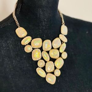 Noir Luxe Moon Stone Chandelier Necklace Gold Plated NEW!